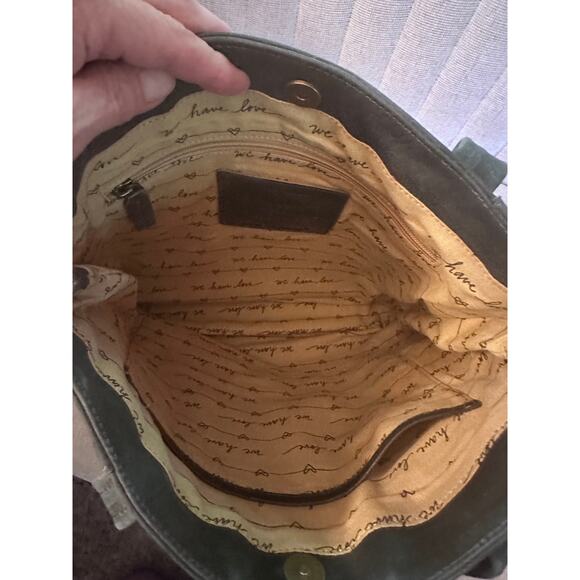 NWT LISA LEONARD DISTRESSED DARK GRAY/BLACK LEATHER TOTE - Picture 4 of 4